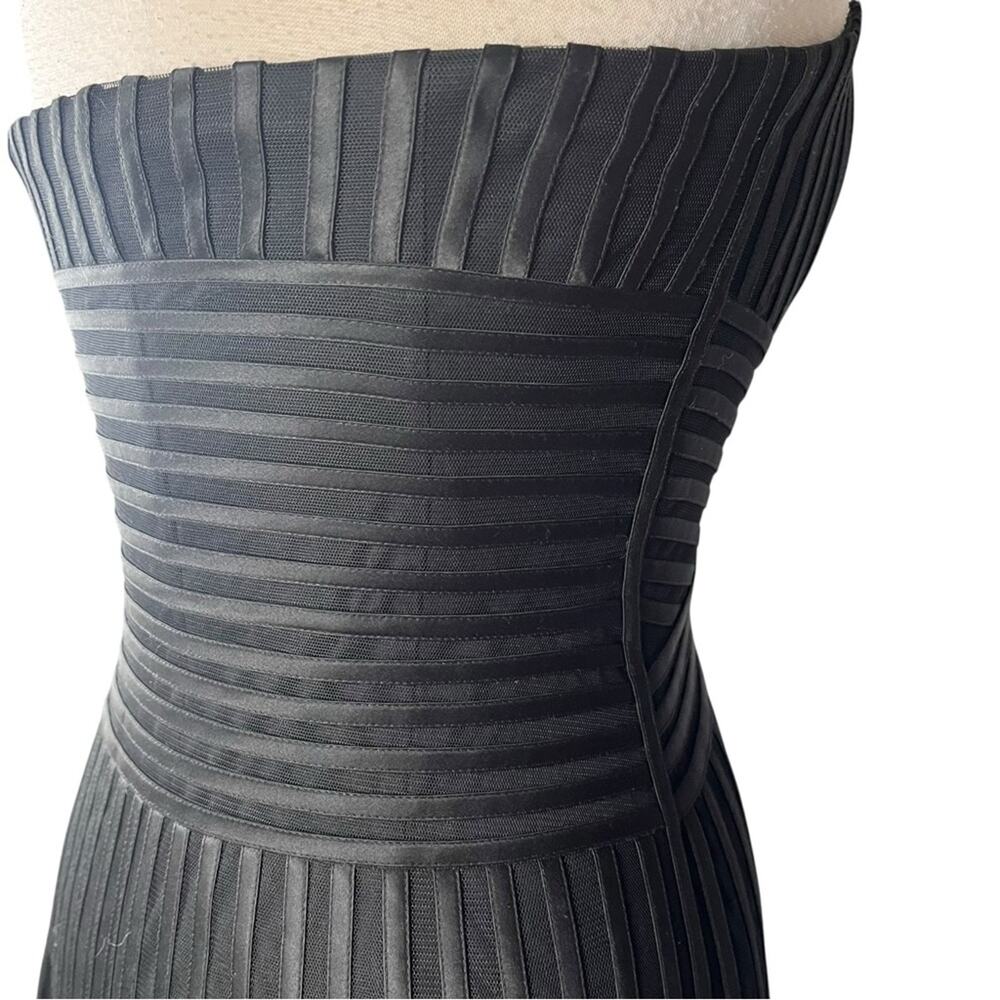 WHBM Black Tulle Strapless Pleated Cocktail Dress Womens 4 Fit Flare Formal LBD - Picture 5 of 14